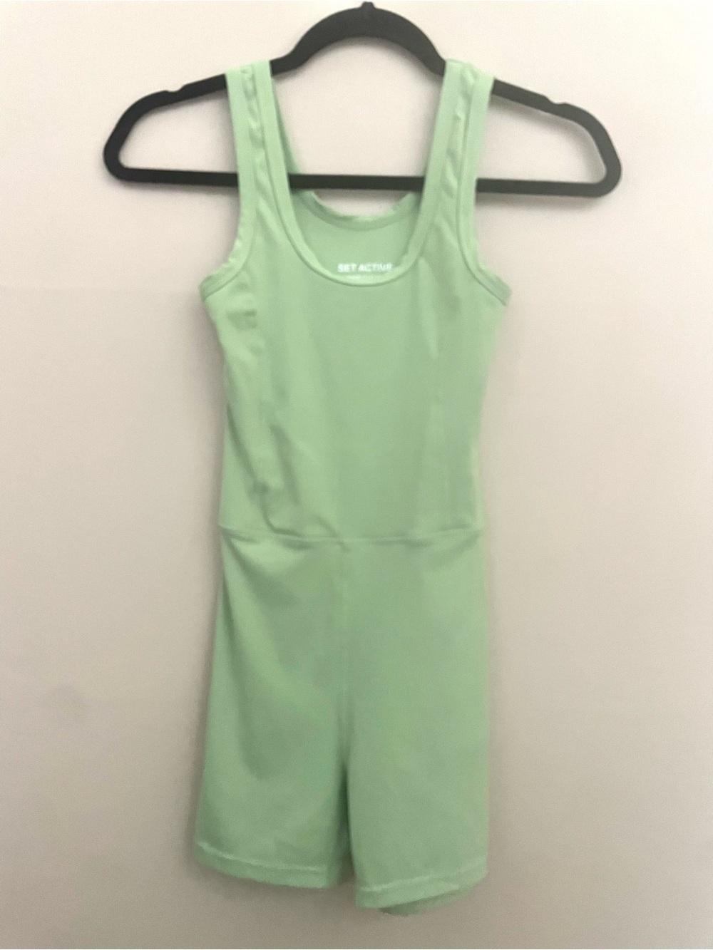 SET Active Mint Green Sporty Shortysuit Bike Short Unitard Romper Jumpsuit Small
